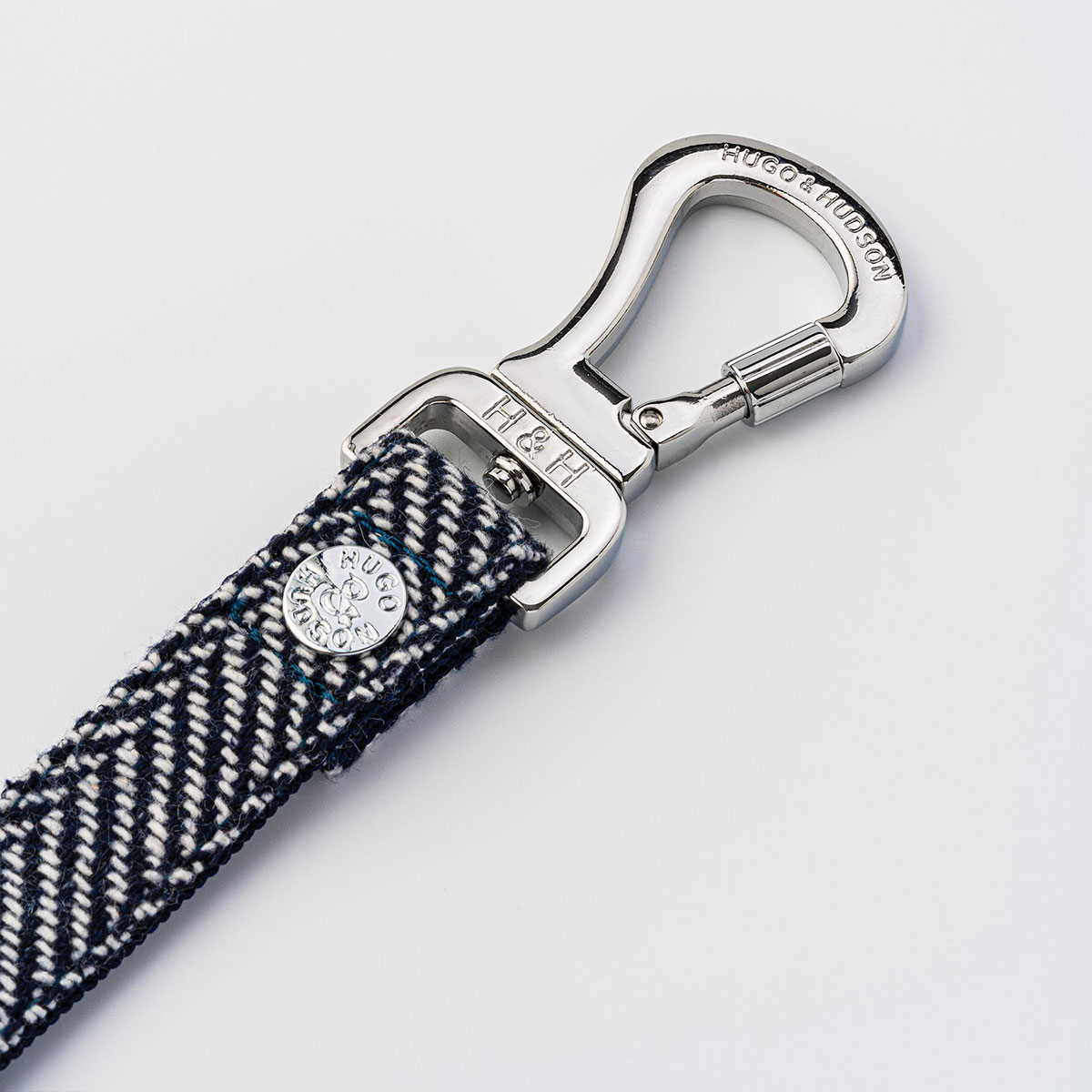 Hugo & Hudson Navy Herringbone Tweed Dog Lead