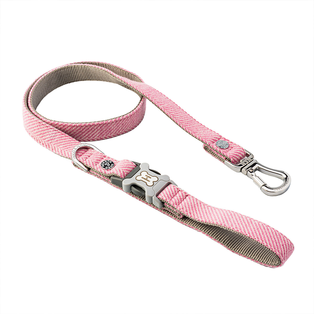 Hugo & Hudson Pink Herringbone Tweed Dog Lead