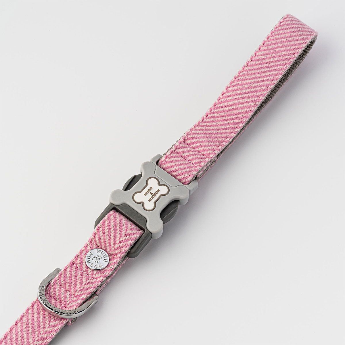 Hugo & Hudson Pink Herringbone Tweed Dog Lead