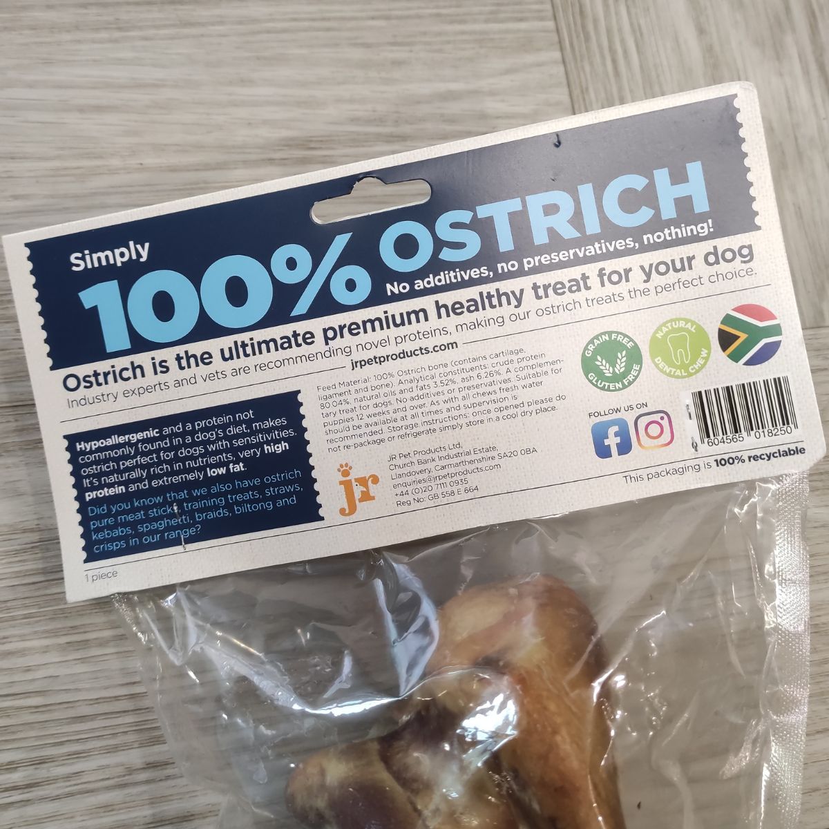 100% air dried ostrich bone details