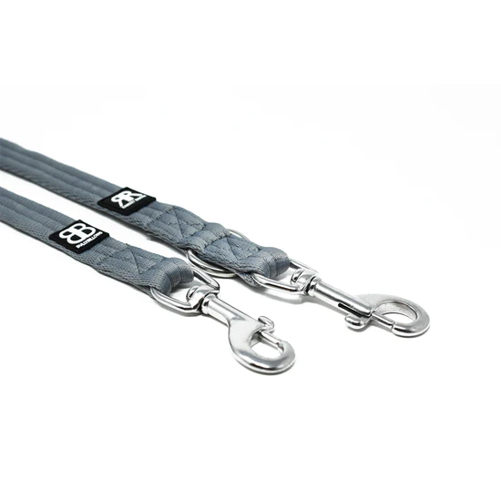 BULLYBILLOWS Double Ended Training Lead | All Breeds - Durable & Soft 2m Lead - Metal Grey - Image 4