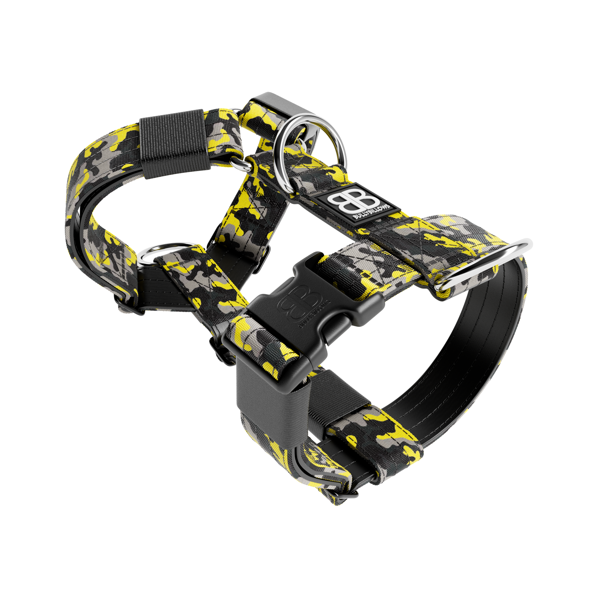 BULLYBILLOWS TRI-Harness - Anti-Pull, Adjustable & Durable Camo Lightning v2.0