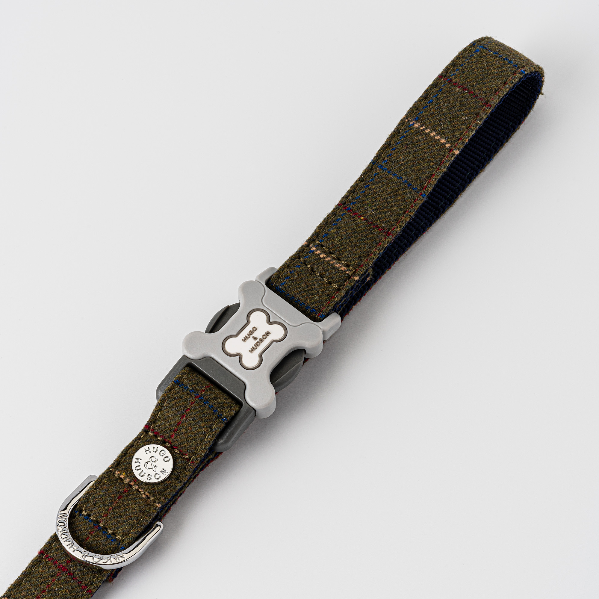 Hugo & Hudson Dark Green Checked Tweed Dog Lead - Image 3
