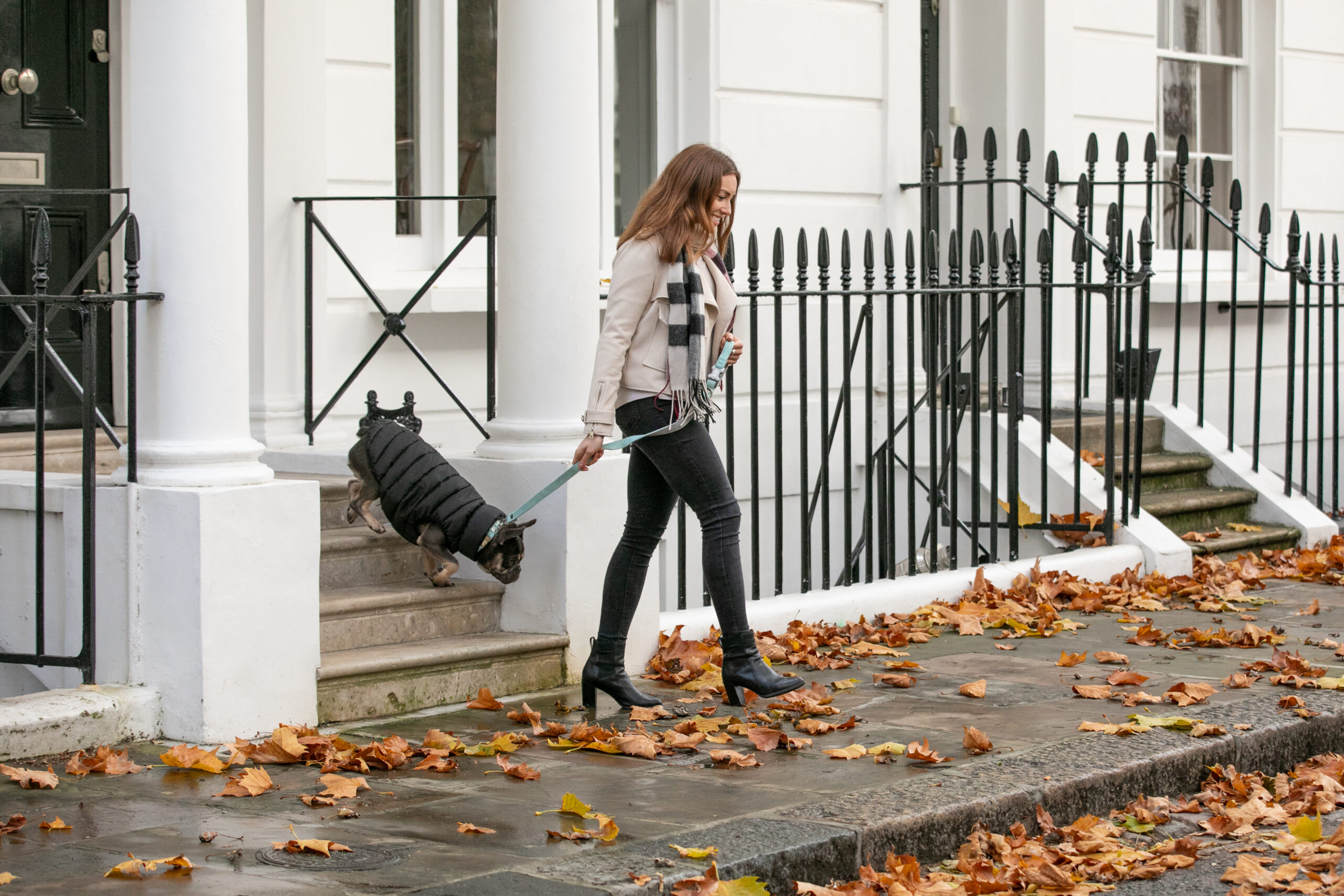 Hugo & Hudson Aqua Herringbone Tweed Dog Lead - Image 5