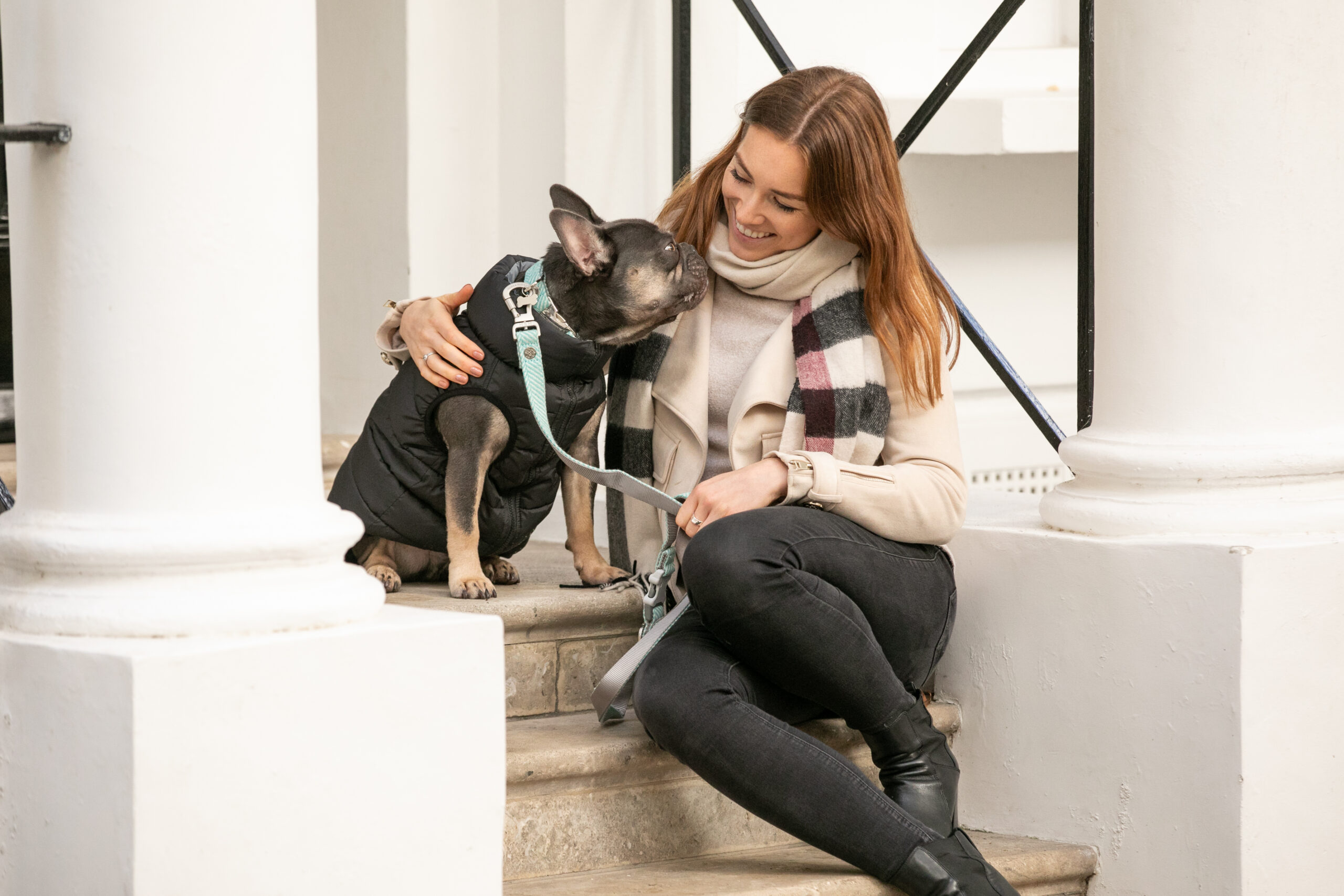 Hugo & Hudson Aqua Herringbone Tweed Dog Lead - Image 4