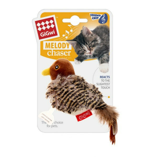 GiGwi Bird Motion Activated Bird Sound Cat Toy Grey from Catdog Store