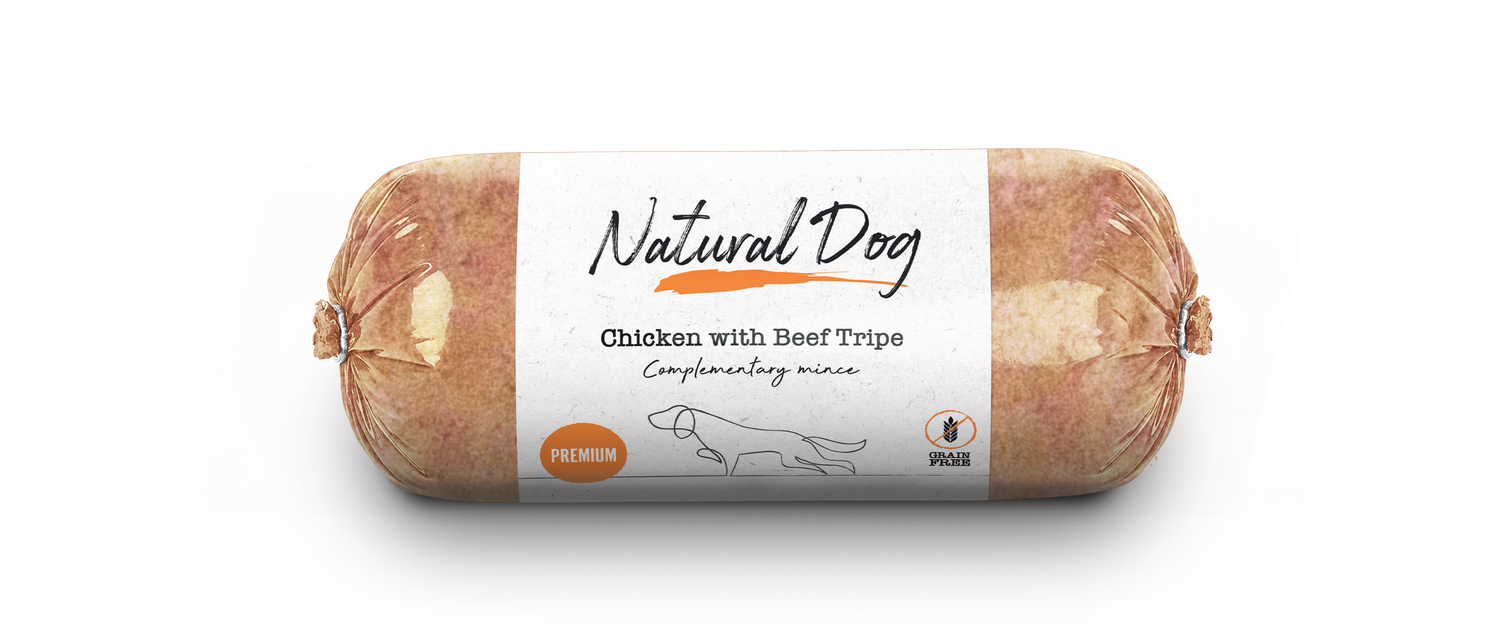 Natural Dog 80/10/10 | Chicken with Beef Tripe | 500g Chub from CATDOG Store
