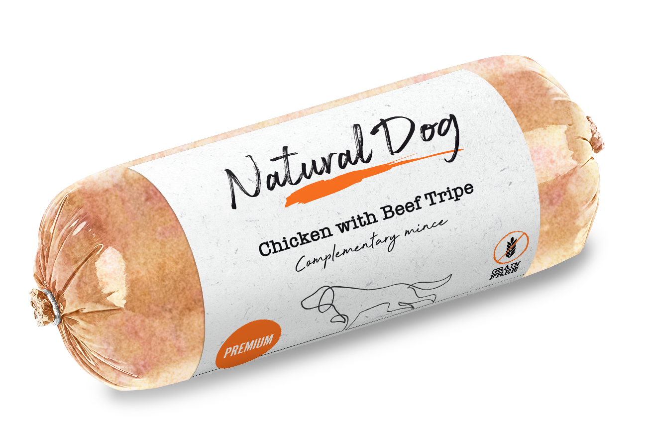 Natural Dog 80/10/10 | Chicken with Beef Tripe | 500g Chub from CATDOG Store