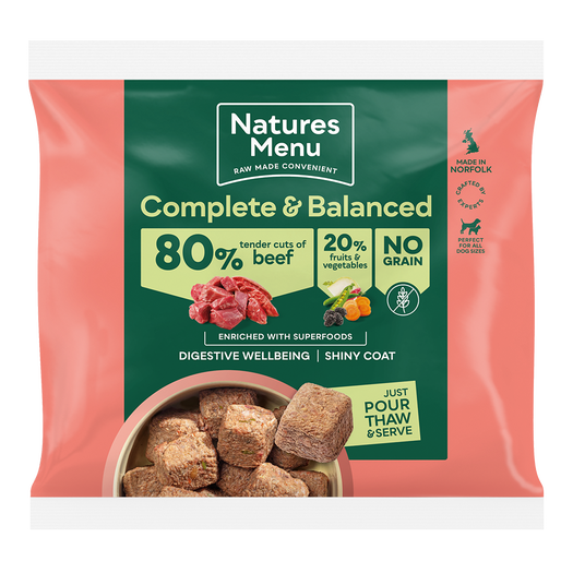 Natures Menu Frozen Country Hunter Grass-Fed Beef Dog Nuggets 1kg from Catdog Store