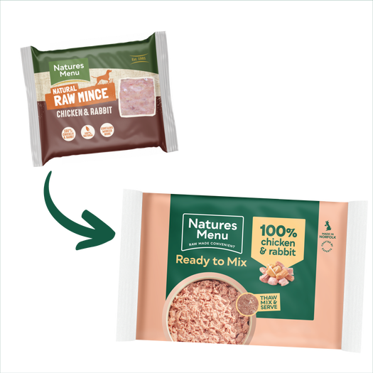 Natures Menu Frozen Chicken and Rabbit Mince Block 400g from Catdog Store