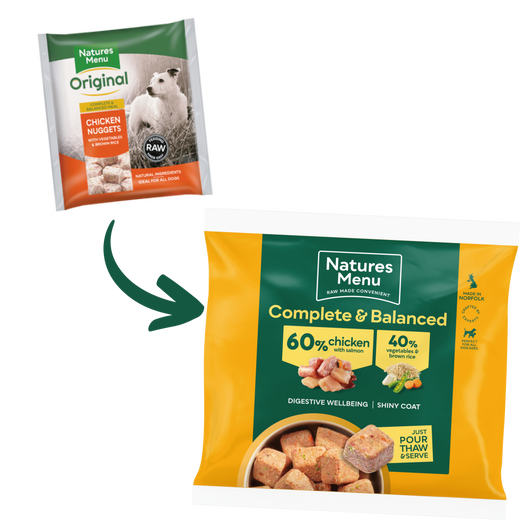 Natures Menu Frozen Nuggets Chicken with Salmon Veg and Rice 1kg from Catdog Store