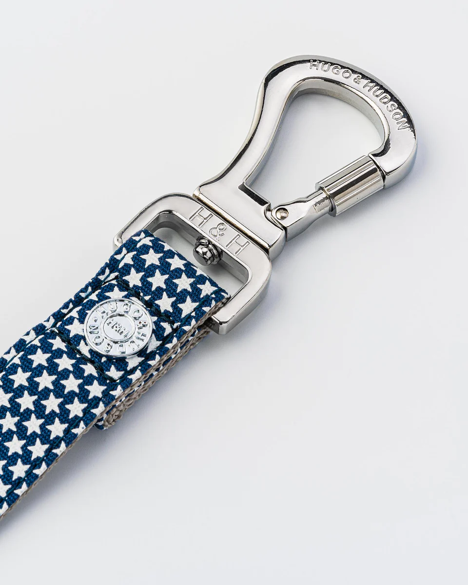 Hugo & Hudson Navy Star Fabric Dog Lead - Image 5