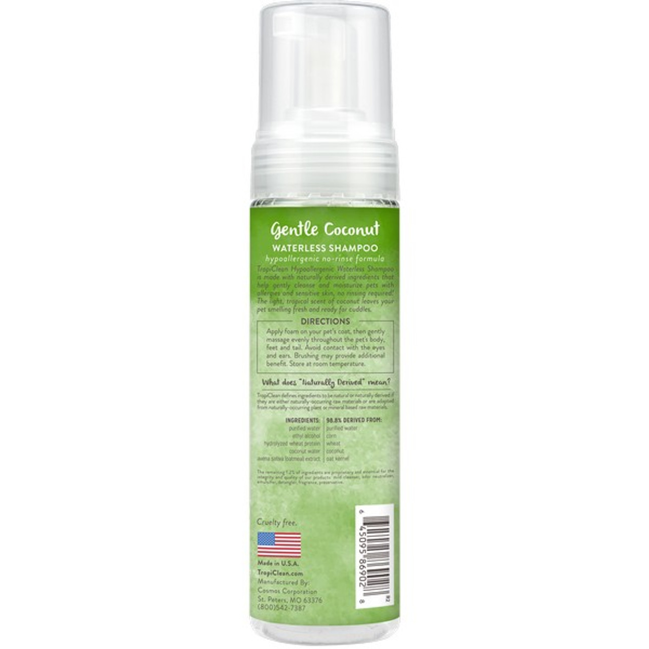 TropiClean Waterless Shampoo Hypoallergenic 220ml | Dog & Cat - Image 2