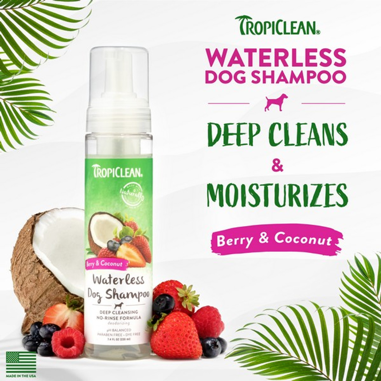 TropiClean Waterless Dog Shampoo Deep Cleaning 220ml - Image 3