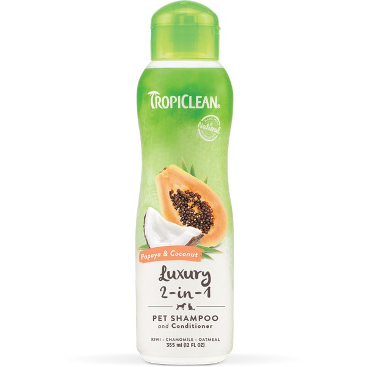 TropiClean Papaya and Coconut Shampoo 355ml | Luxury 2-in-1 Shampoo & Conditioner