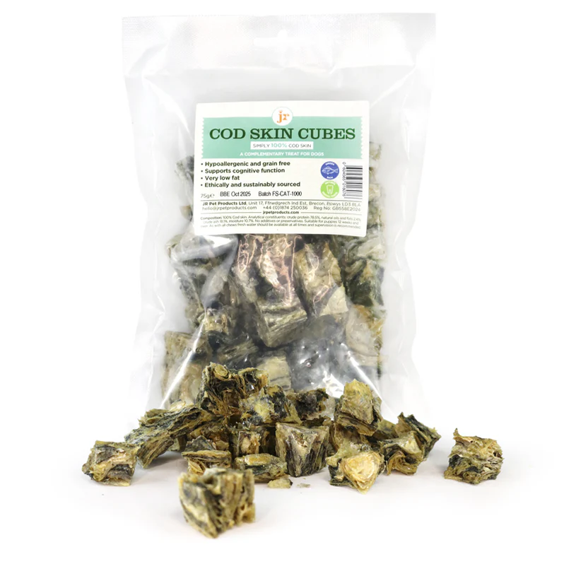 JR Cod Fish Skin Cubes | 75g PK from CATDOG Store