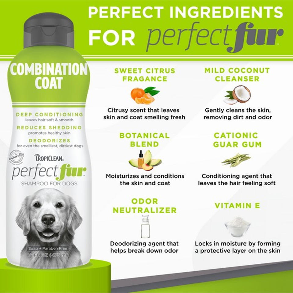TropiClean Perfect Fur COMBINATION COAT Shampoo for Dogs | 473ml - Image 3