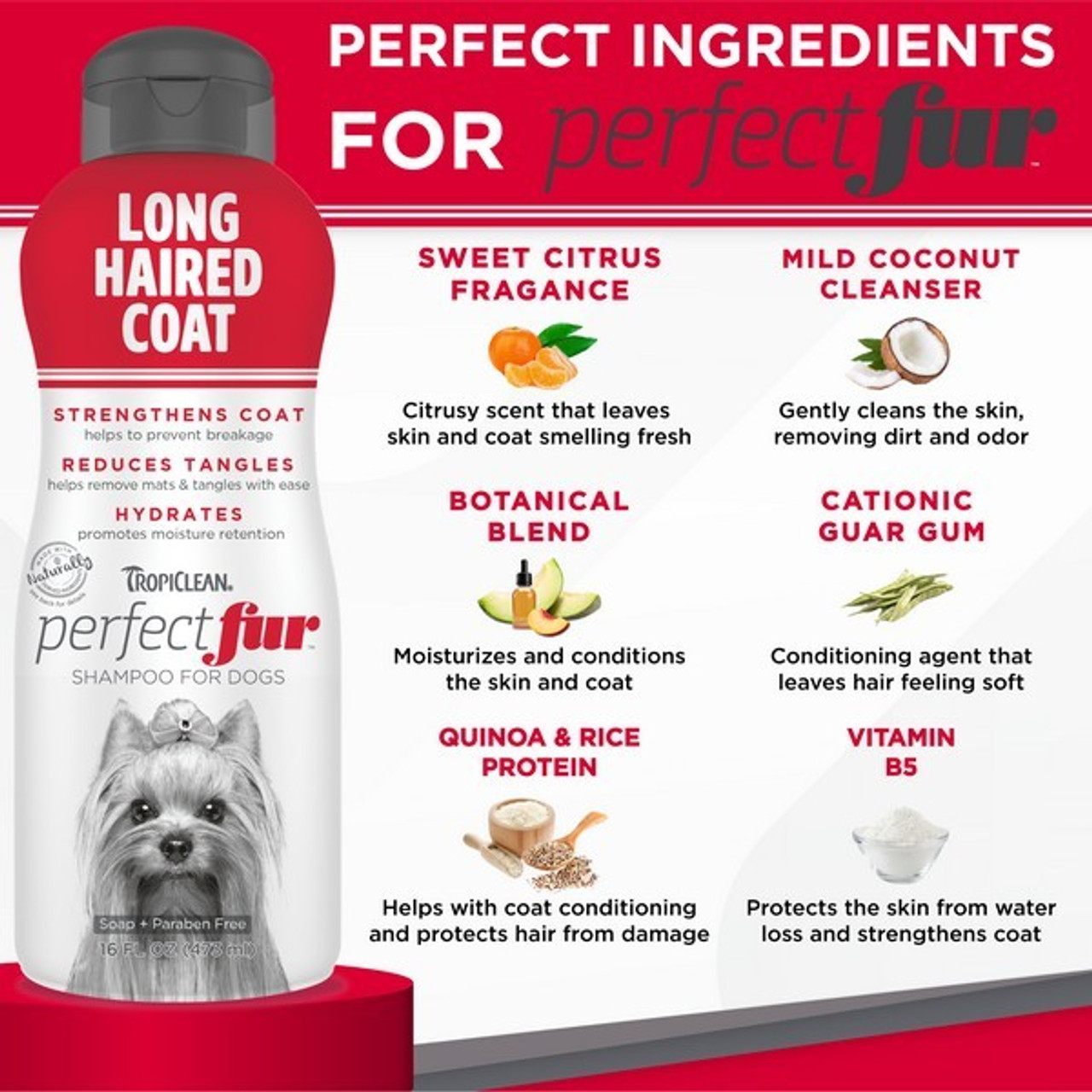 TropiClean Perfect Fur LONG HAIRED COAT Shampoo for Dogs | 473ml - Image 3