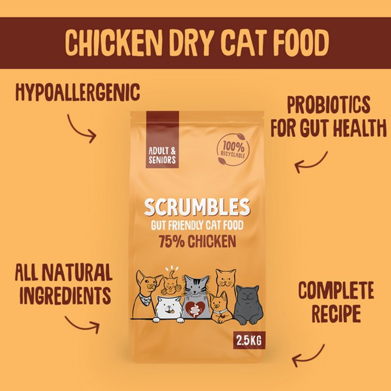 Scrumbles Adult Dry Cat Food | Chicken | 750g - Image 5
