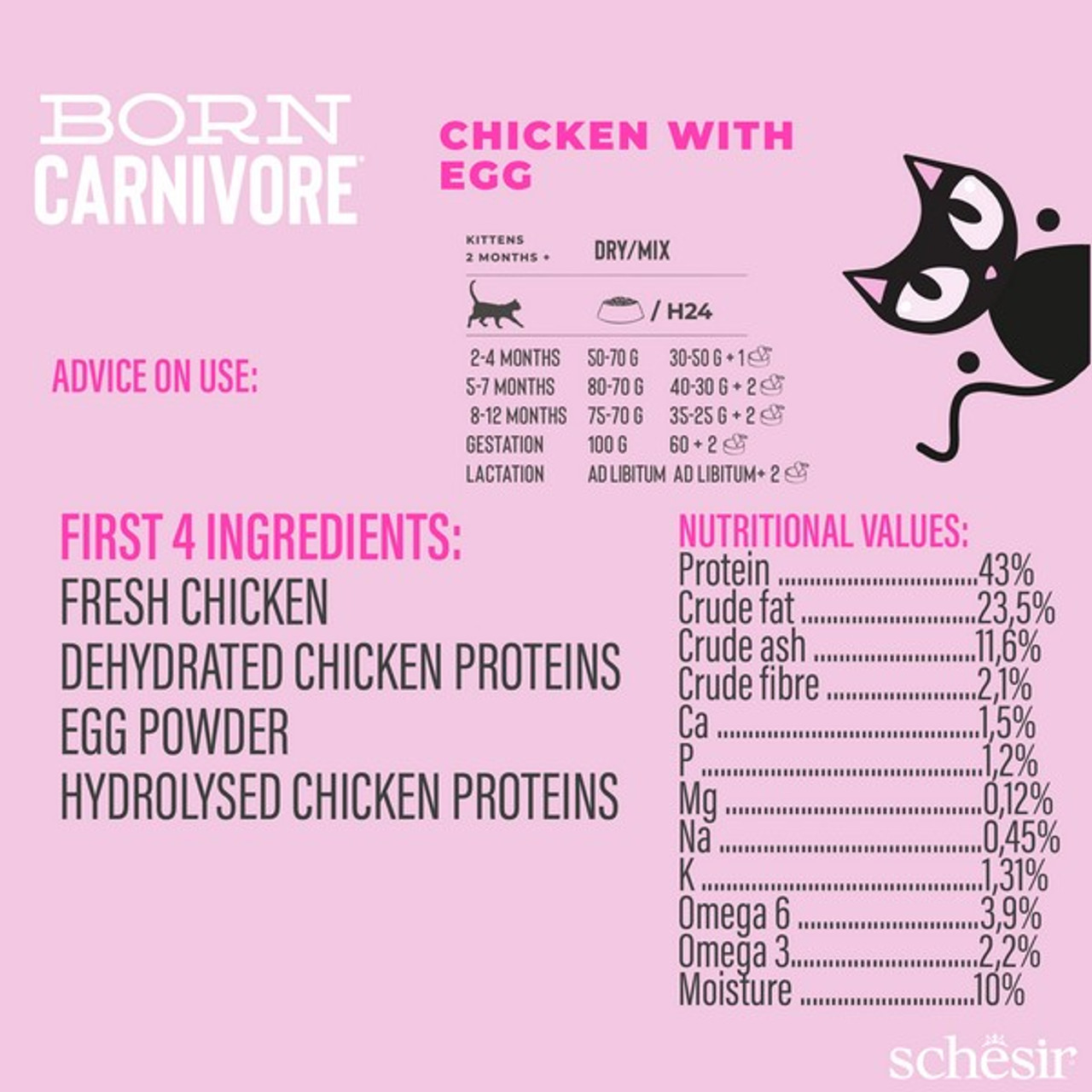 Schesir Dry Born Carnivore Chicken & Egg | 'Baby' (Kitten) | 1.25Kg - Image 3