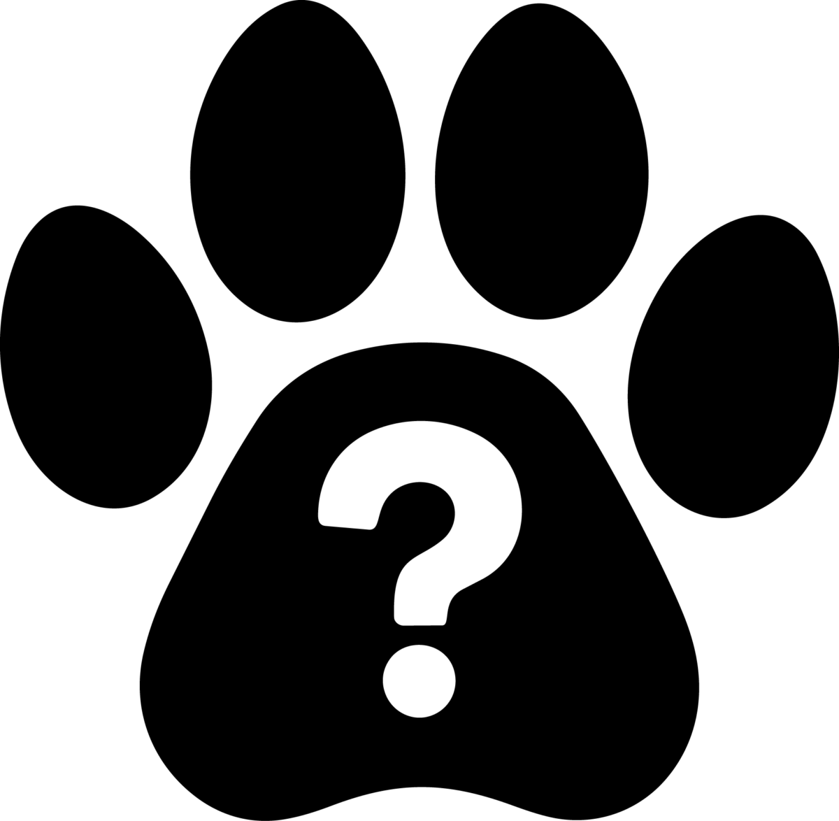 Paw print icon with question mark representing pet FAQs